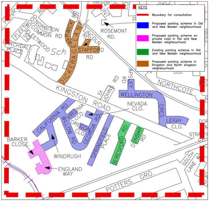 Map showing roads under consultation