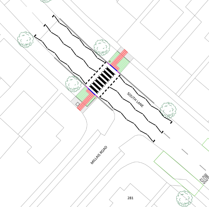 This plan shows the location of the proposed Zebra Crossing